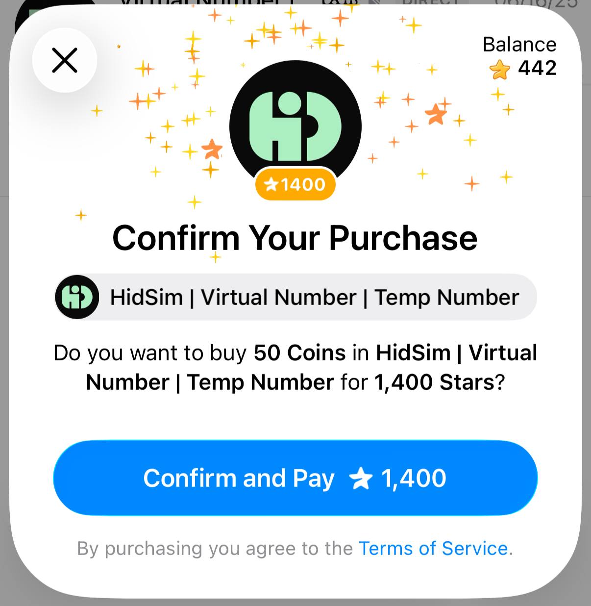 Create Telegram Stars order