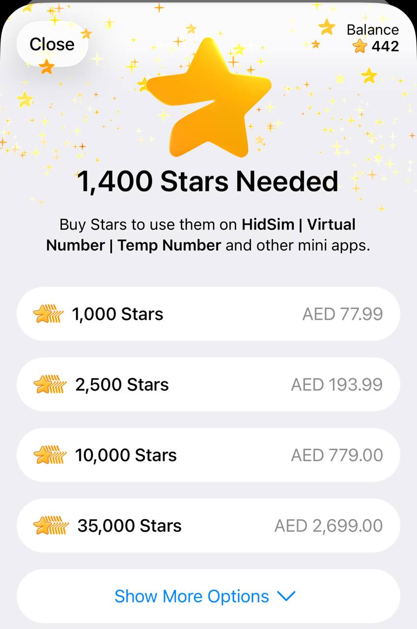 Buy Stars in Telegram app